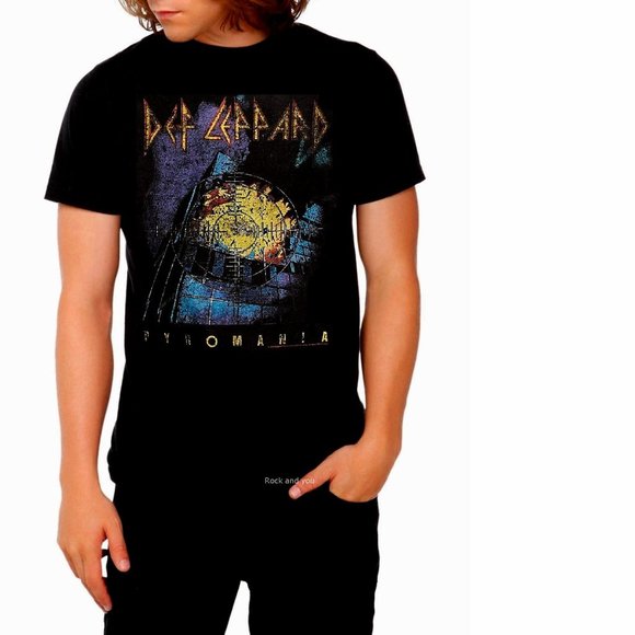 Def Lepparad Pyromania Logo UK metal rock Official T-Shirt L NWT - Picture 1 of 3